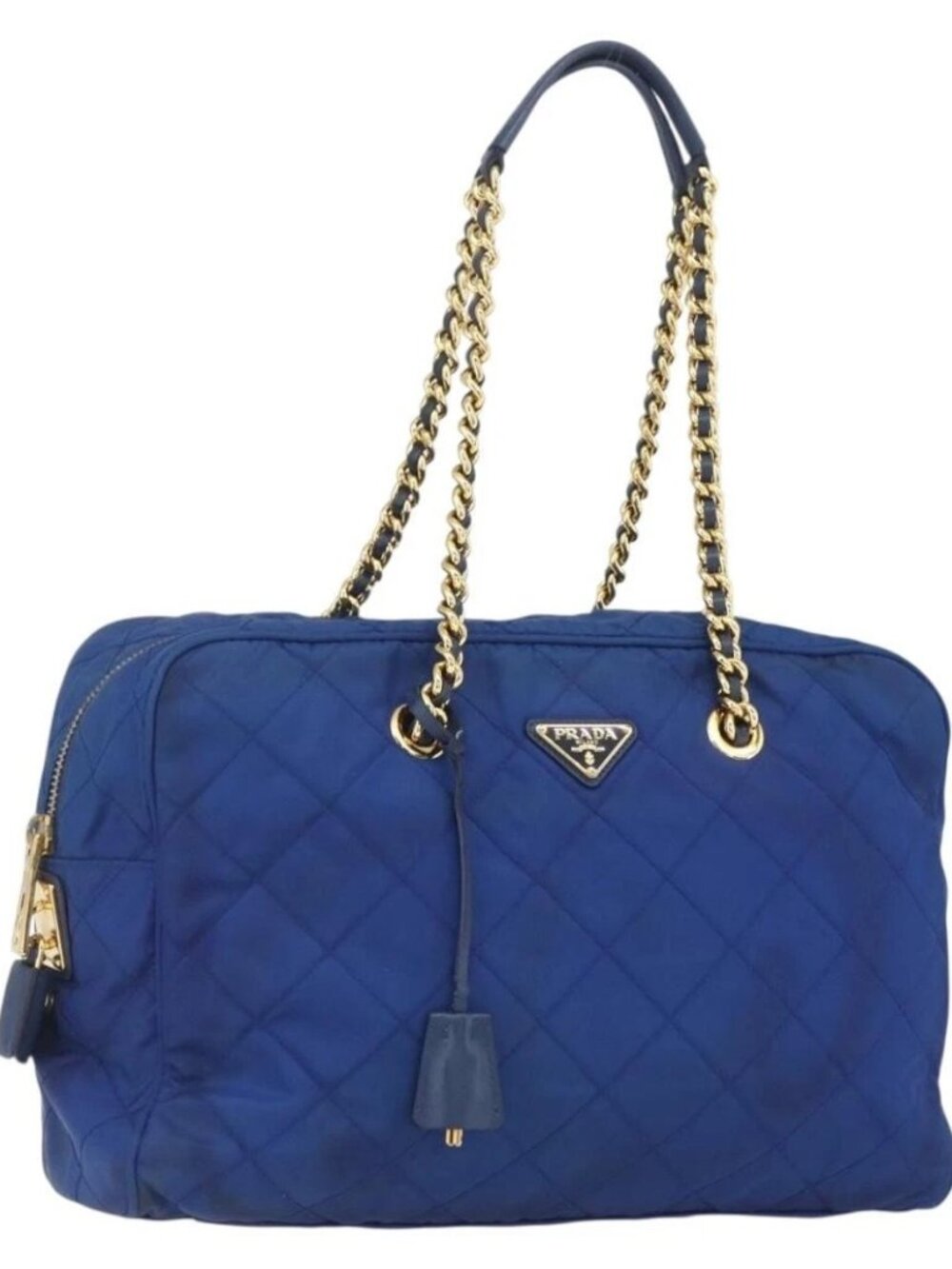 RADA Chain Shoulder Bag Nylon Blue Gold